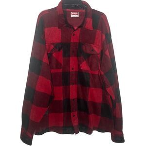 Wrangler Men’s Black And Red Plaid Button Front Shirt Shacket Size 3X